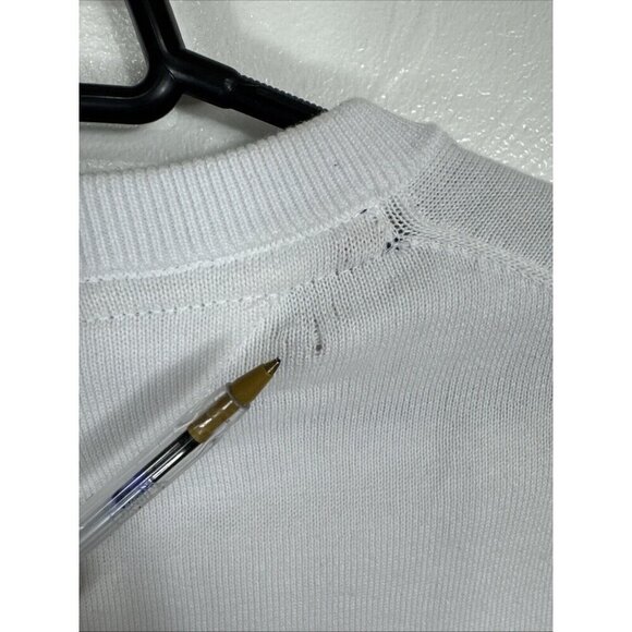 Tommy Hilfiger Men's L Crew Sweater White Cotton New with Small Flaw - Picture 6 of 12